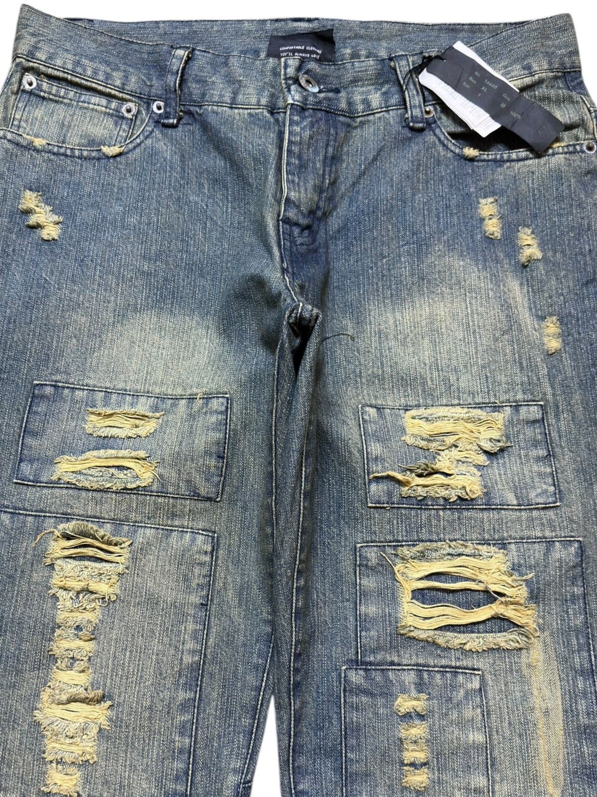 If Six Was Nine Vintage Lav Flare Satan Angel Printed Mudwash Denim Size US 33 - 3 Thumbnail