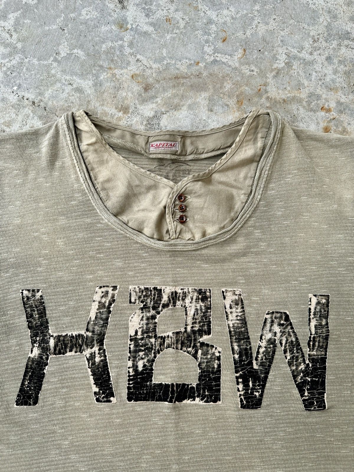 Kapital Kapital XBW layered Ivory loopwheel lettered Henley tee Size US L / EU 52-54 / 3 - 4 Thumbnail