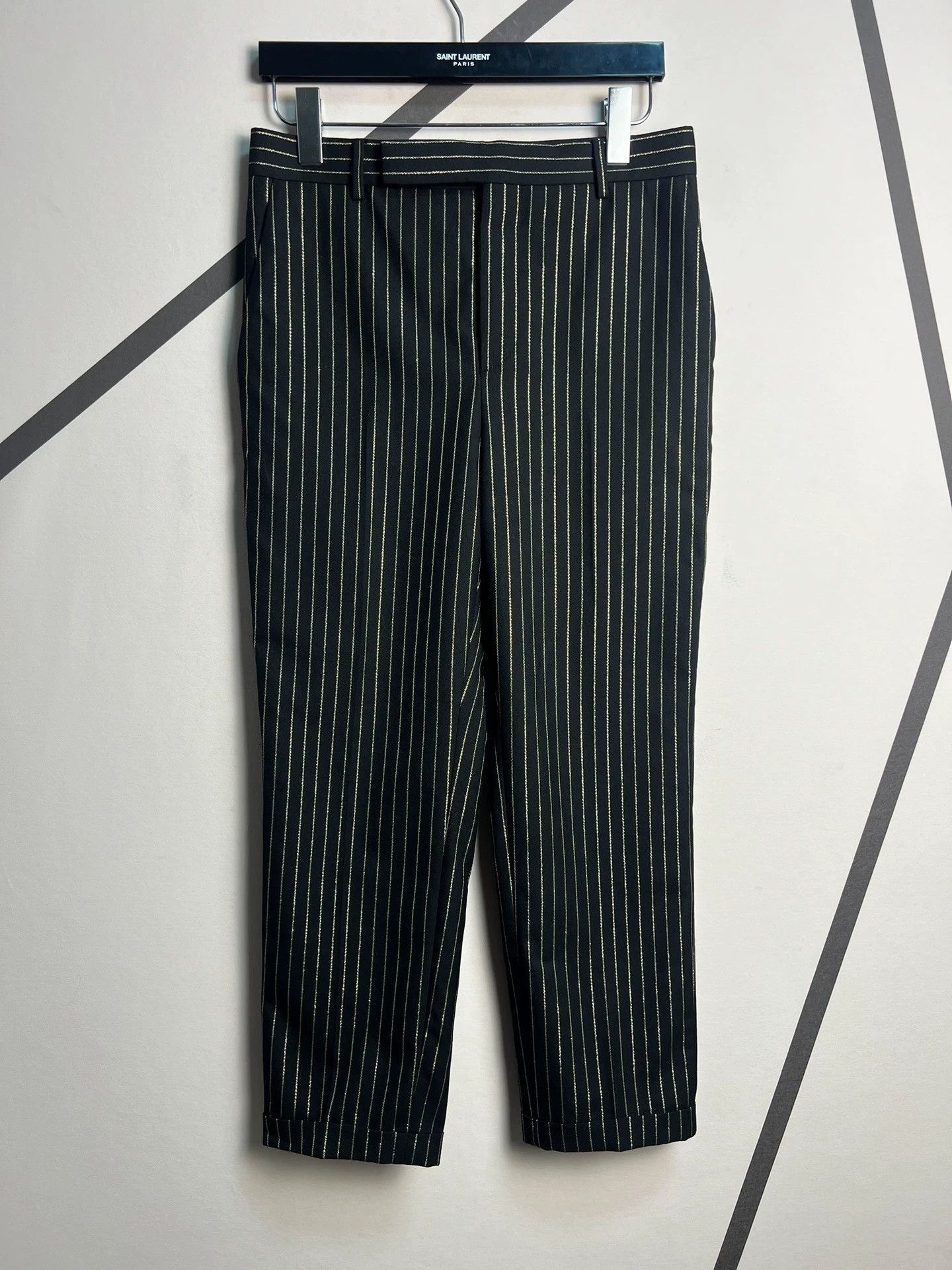Saint Laurent Paris Authentic Saint Laurent silver-stripe wool cropped trousers Size US 28 / EU 44 - 2 Thumbnail