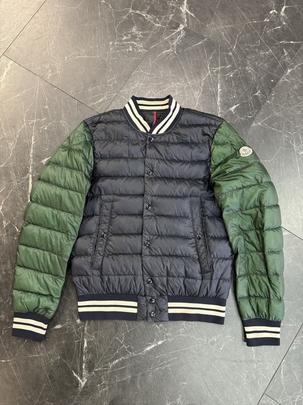 image of Vintage Moncler Bomber Puffer Jacket in Navy, Men's (Size Medium)