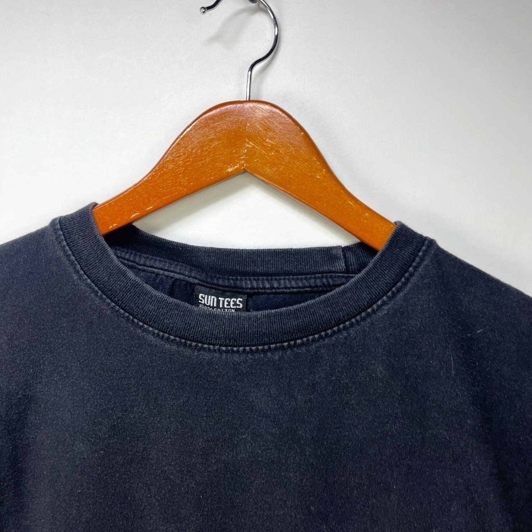 Vintage VINTAGE Black T Shirt Large 2XL Men 90s Sun Faded Cotton Crew Neck Short Sleeve Shirt Size US XXL / EU 58 / 5 - 3 Thumbnail