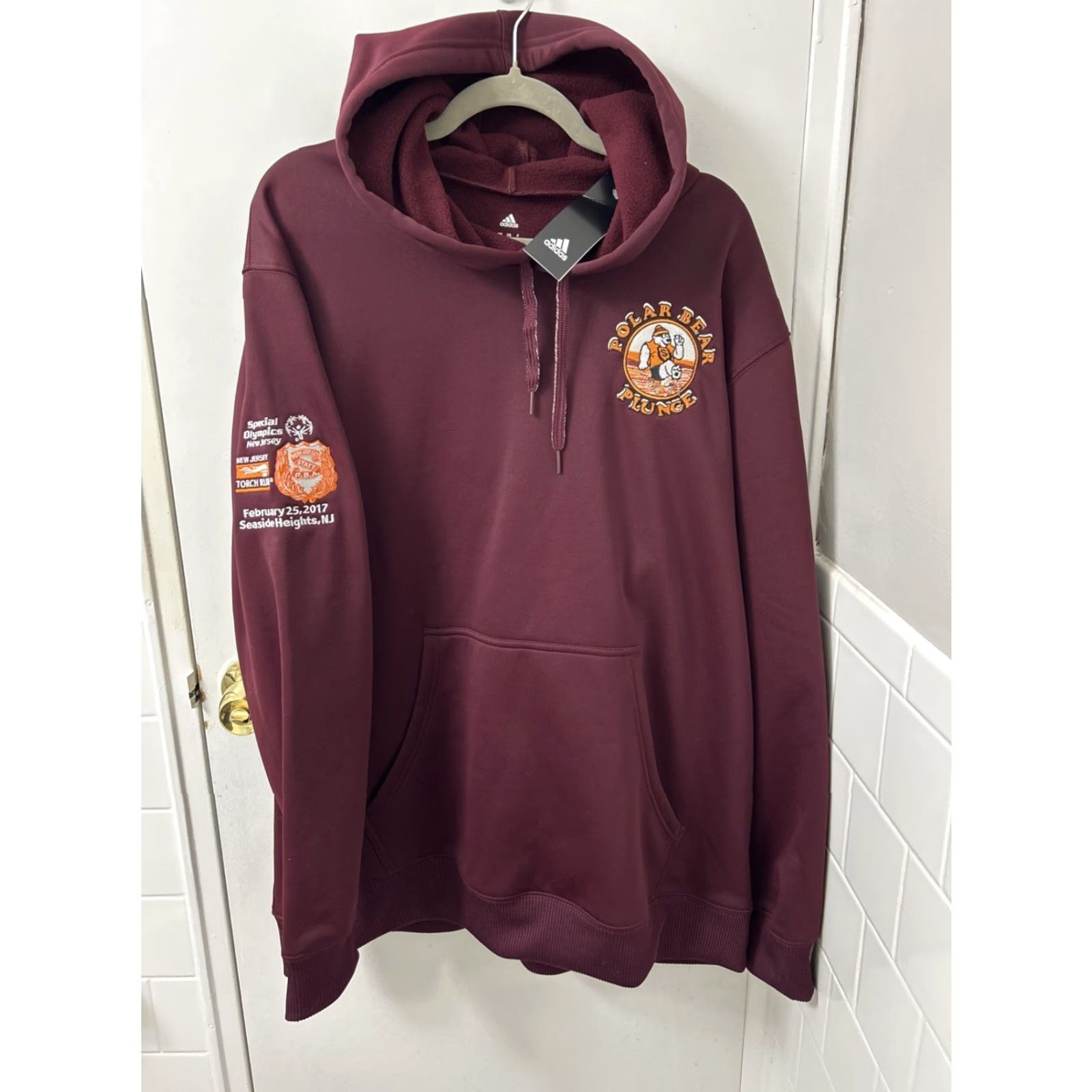 Adidas Adidas Hoodie Mens 2XL Maroon Fleece Lined Special Olympics Sweatshirt L/S NWT Size US XXL / EU 58 / 5 - 2 Thumbnail