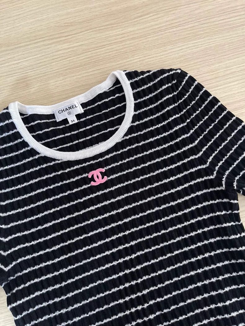 Chanel Chanel 24p black and pink striped short sleeves Size XXS / US 00 / IT 34 - 4 Thumbnail