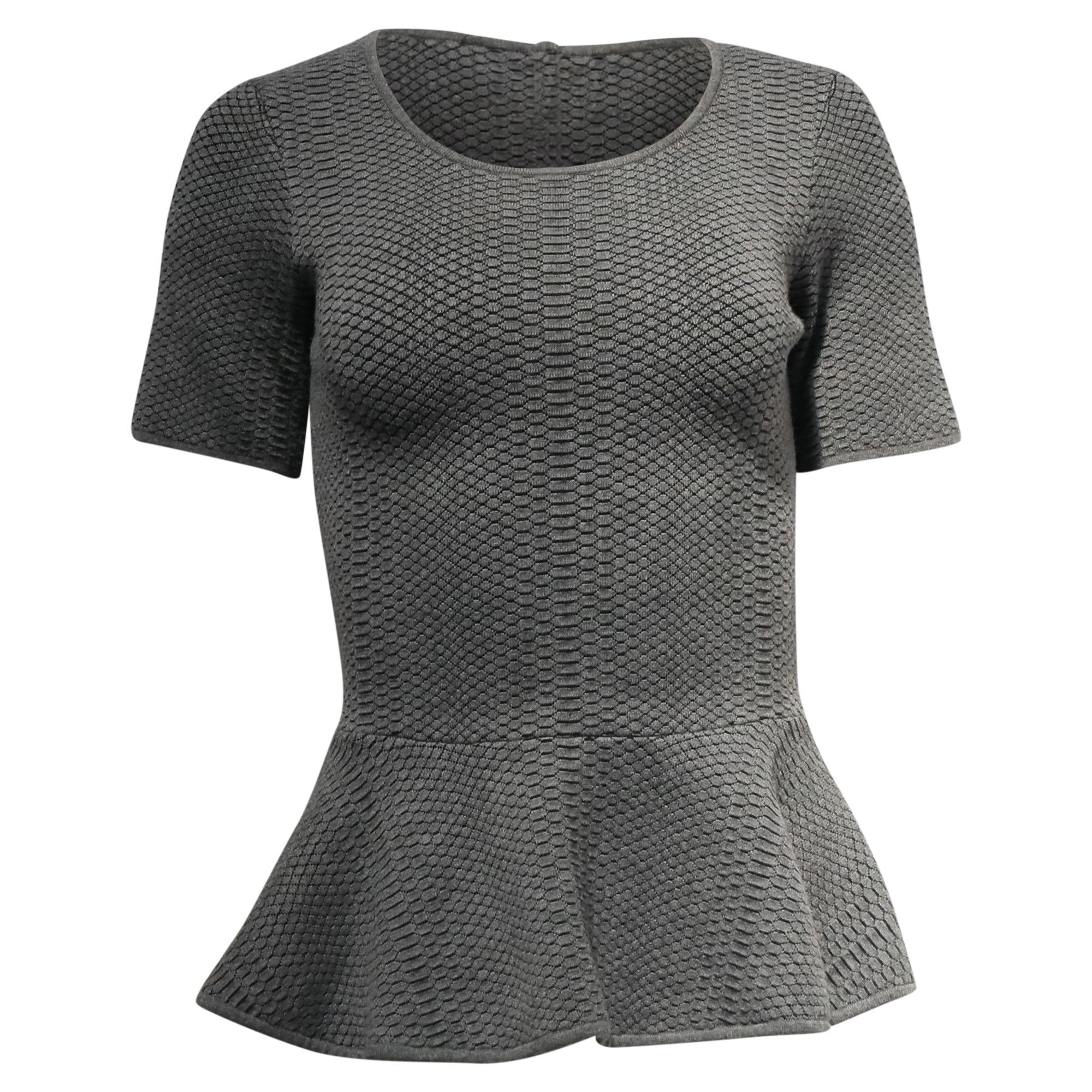 Sandro Sandro Knitted Peplum Blouse in Grey Viscose Size XXS / US 00 / IT 34 - 1 Thumbnail