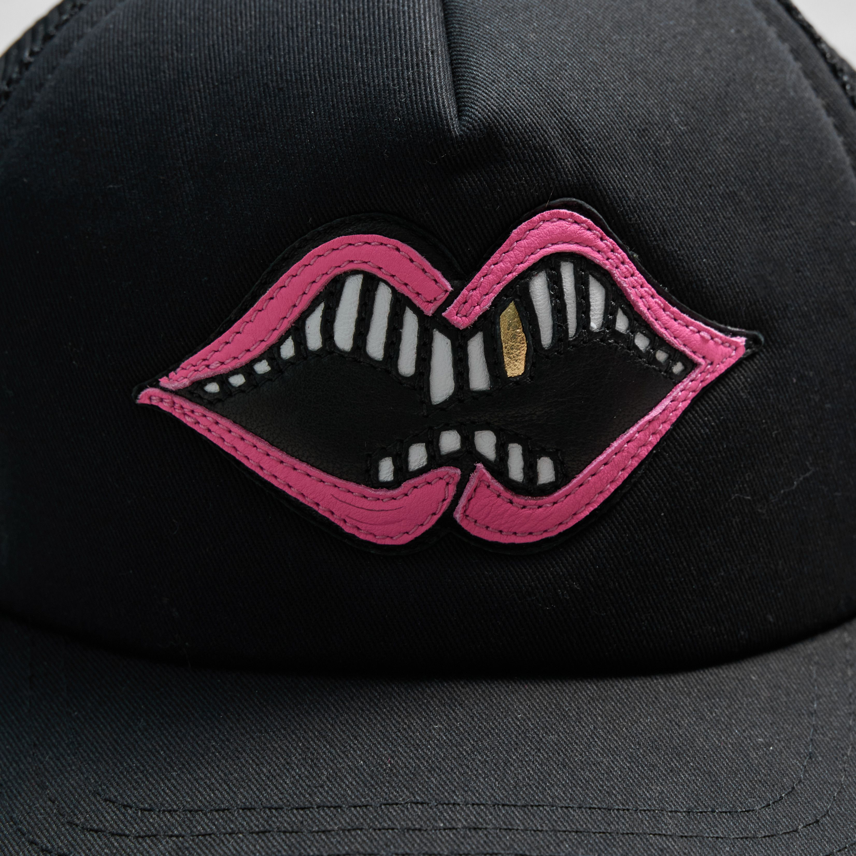 Chrome Hearts CHROME HEARTS Matty Boy Leather Chomper Lips Trucker Hat Size ONE SIZE - 2 Thumbnail