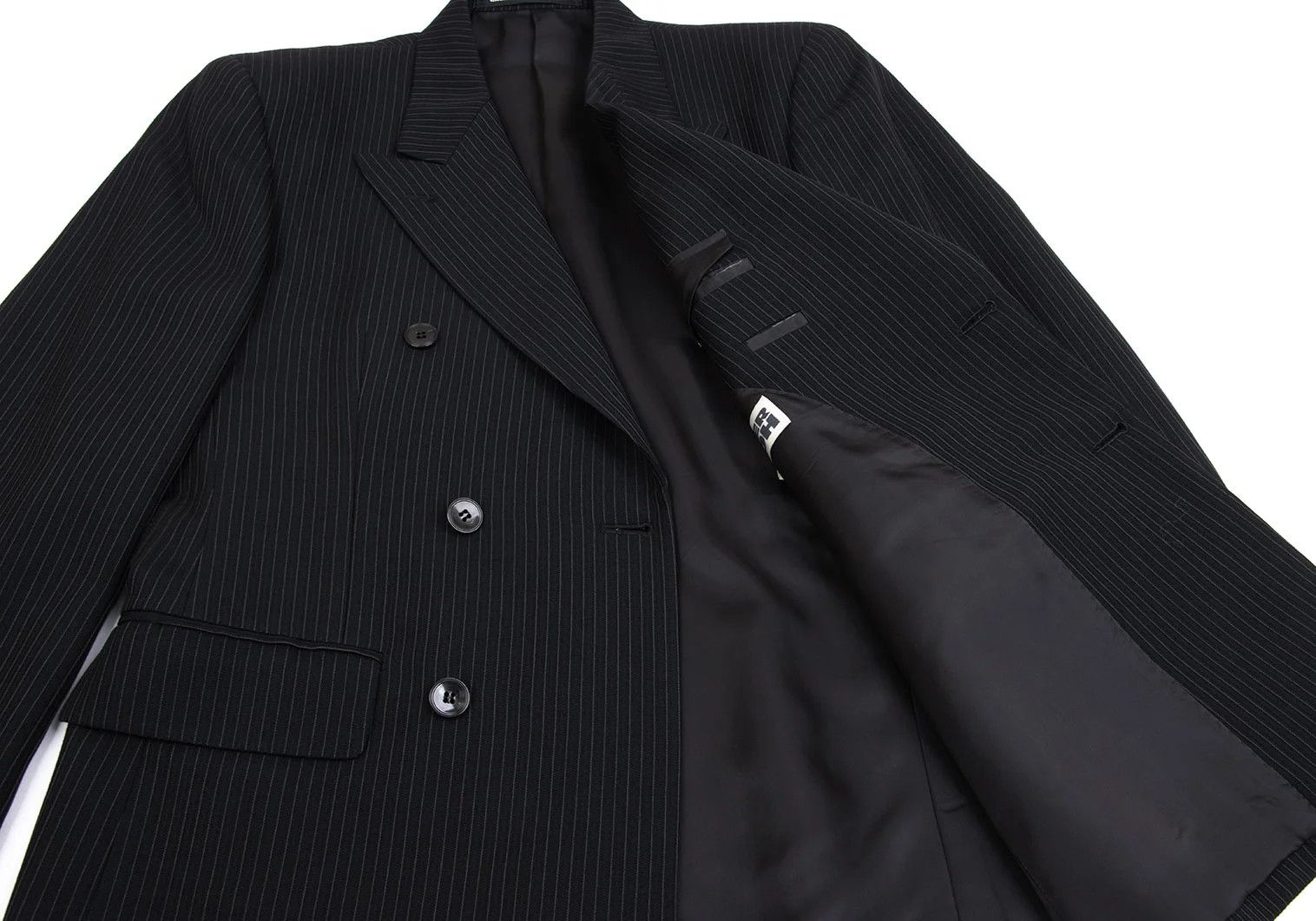 Jean Paul Gaultier Wool Stripe Double Breasted Jacket in Dark Navy 44M Size US S / EU 44-46 / 1 - 11 Thumbnail