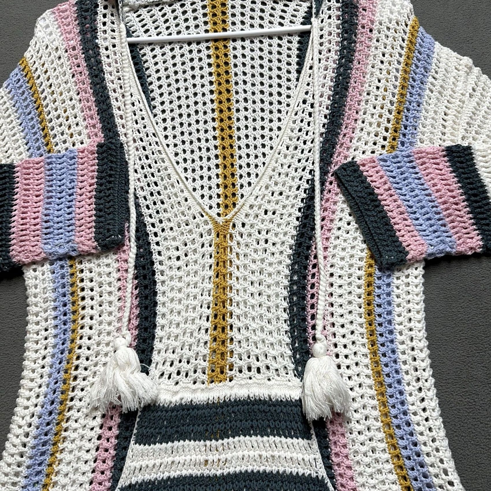 Forever 21 FOREVER 21 Hoodie Womens Medium Boho Crochet Knit Striped Cover Up Multicolor Size M / US 6-8 / IT 42-44 - 4 Thumbnail