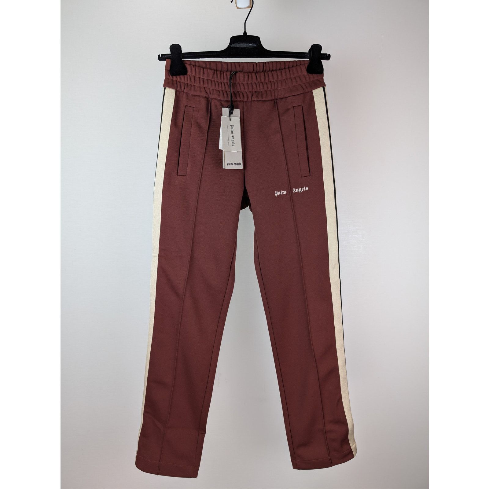 Palm Angels o1rshd1 Classic Logo Track Pants in Burgundy / Off White Size US 34 / EU 50 - 9 Thumbnail