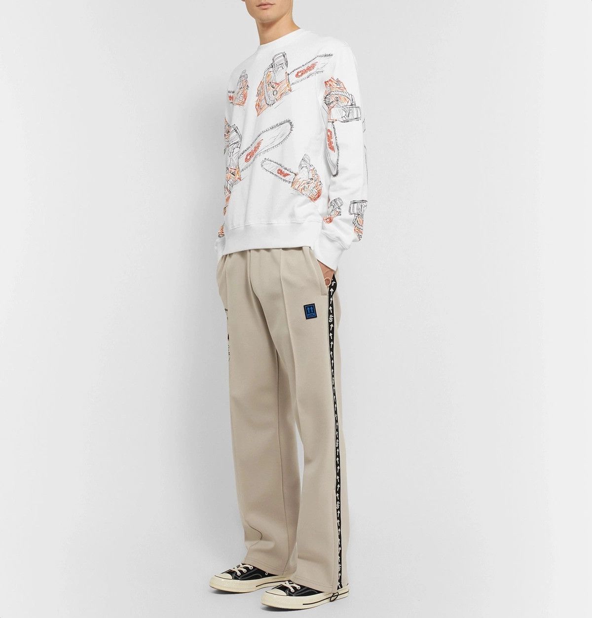 Off-White White Chainsaw Logo Print Sweatshirt Size US M / EU 48-50 / 2 - 3 Thumbnail