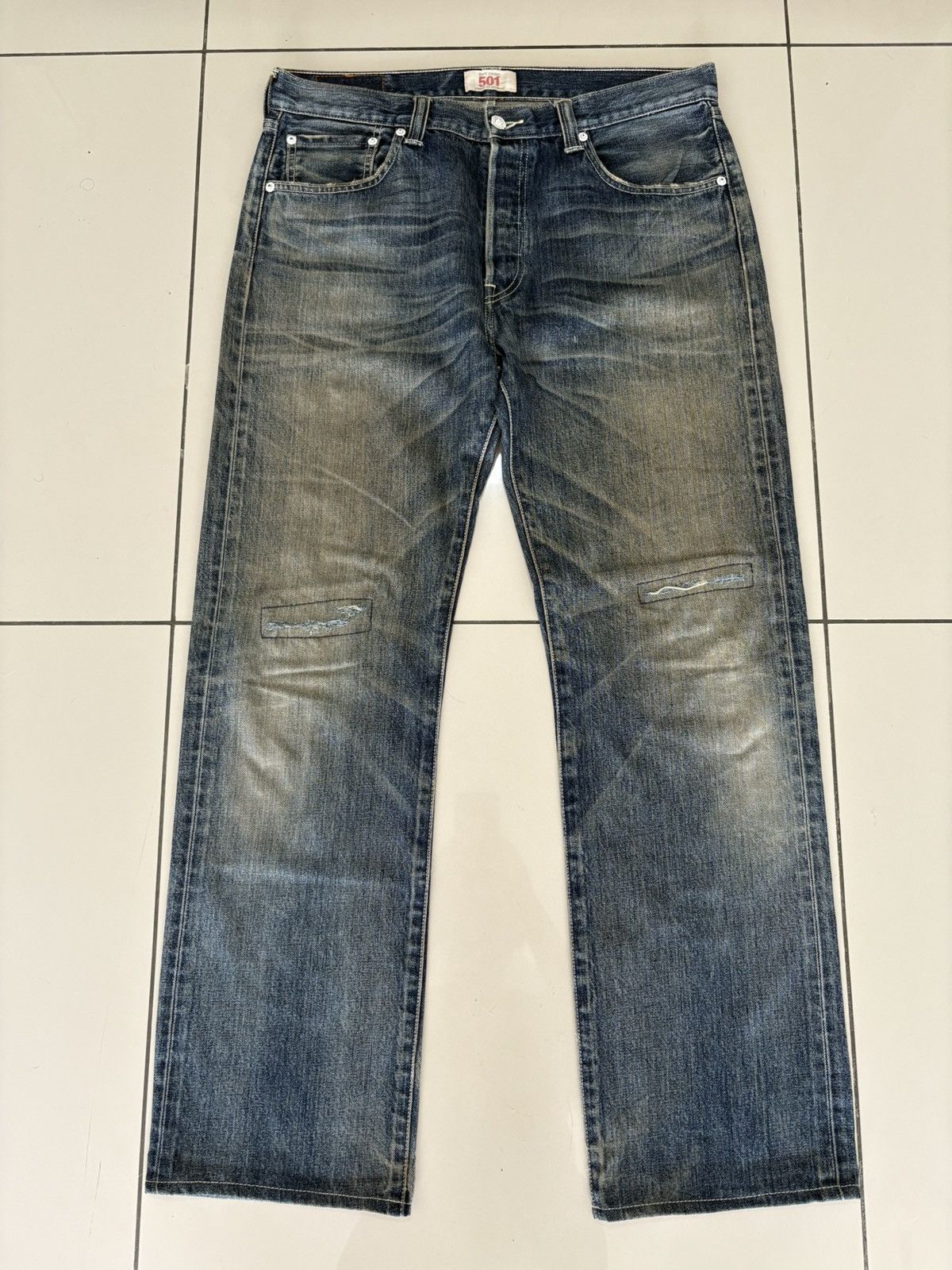 Levi's Levi's 501 Heavily Distressed Jeans Denim Size US 35 - 2 Thumbnail