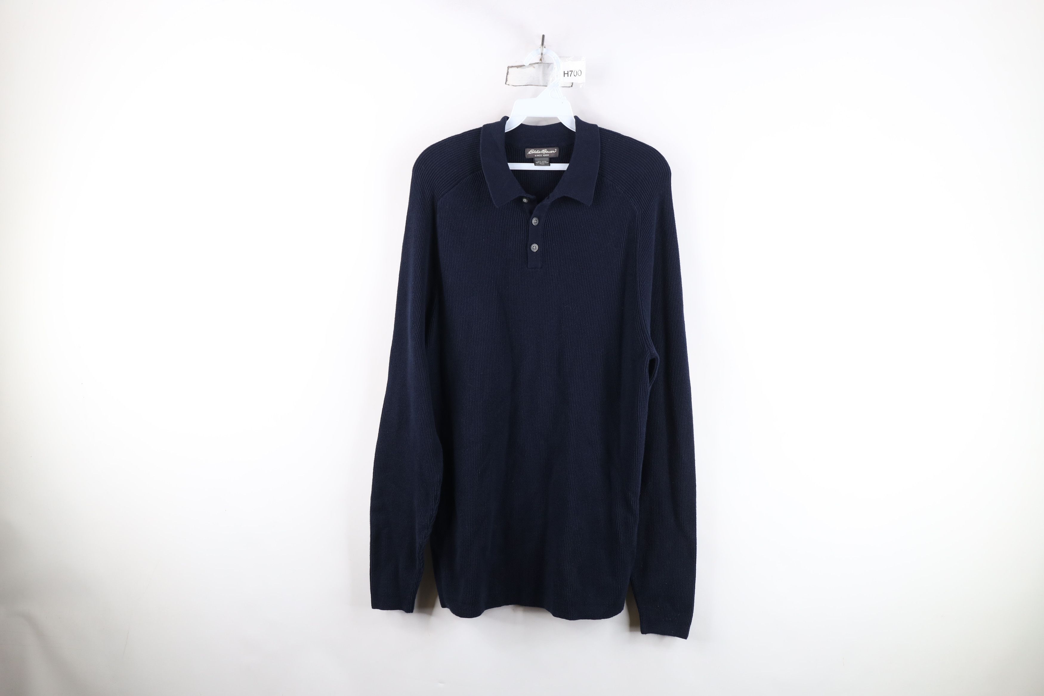 Eddie Bauer Vintage Eddie Bauer Ribbed Knit Collared Sweater Navy Blue Size XL / US 12-14 / IT 48-50 - 1 Thumbnail