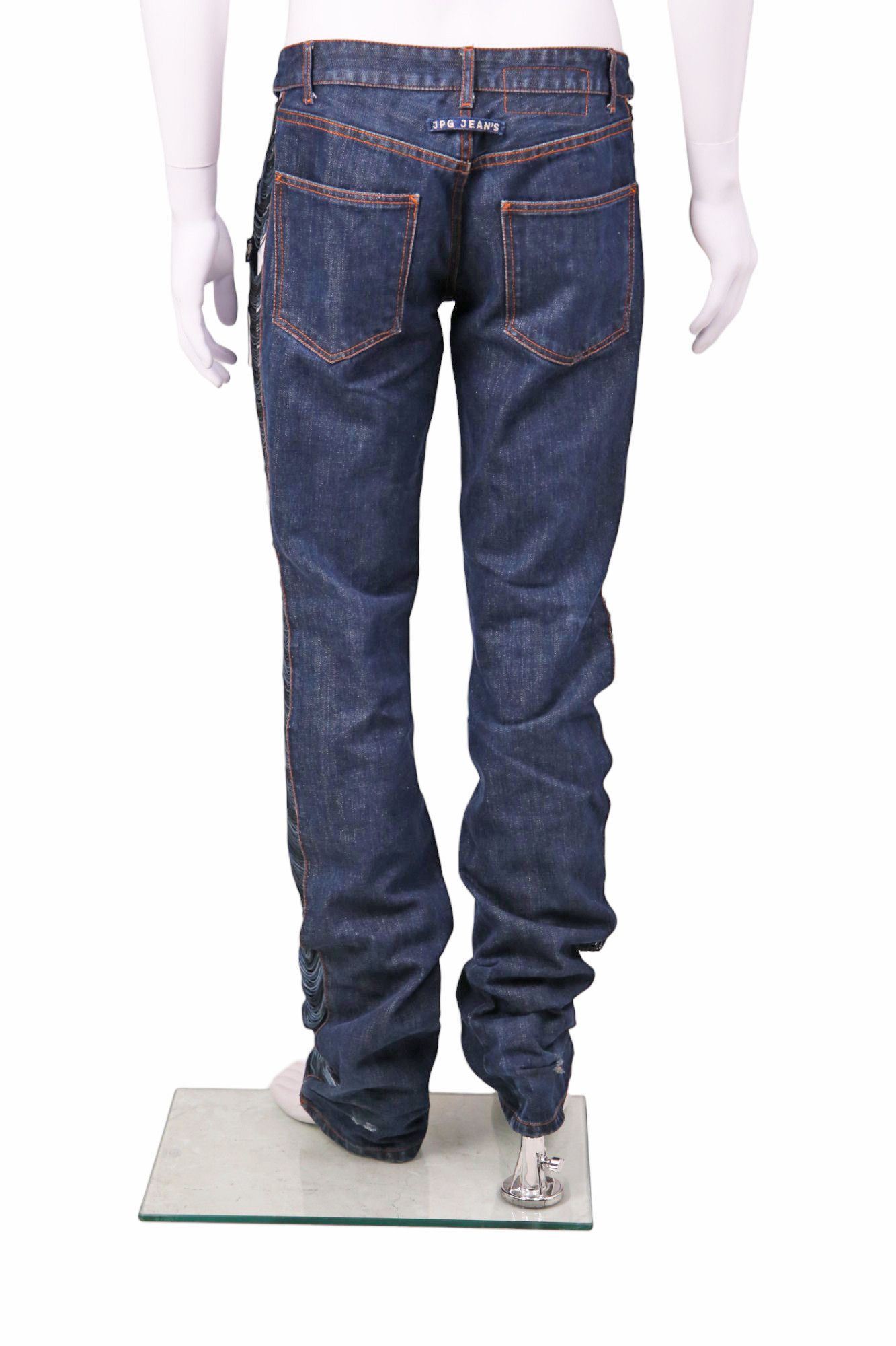 Jean Paul Gaultier 1990's Blue Cut-out Wide Jeans Size US 31 - 3 Thumbnail