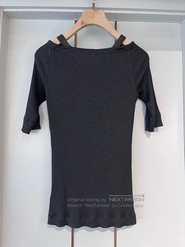 Brunello Cucinelli Brunello Cucinelli Gray V Neck Knit Sweater Size S / US 4 / IT 40 - 2 Thumbnail