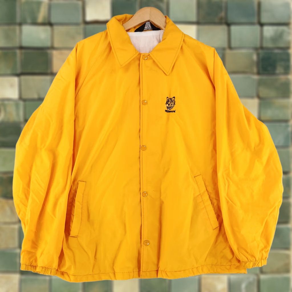 Vintage VINTAGE David Peyser Jacket Windbreaker Snap Yellow XL Mens USA 70s 80s University Missouri Made Size US XL / EU 56 / 4 - 1 Thumbnail