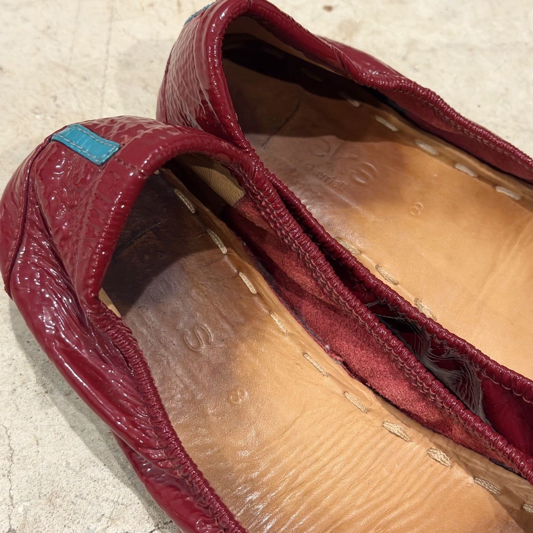Vintage Tieks Ballet Flats Women 8 Ruby Red Patent Leather Flat Slip On City 90s? Wait not. No extra. Size US 8 / IT 38 - 2 Thumbnail