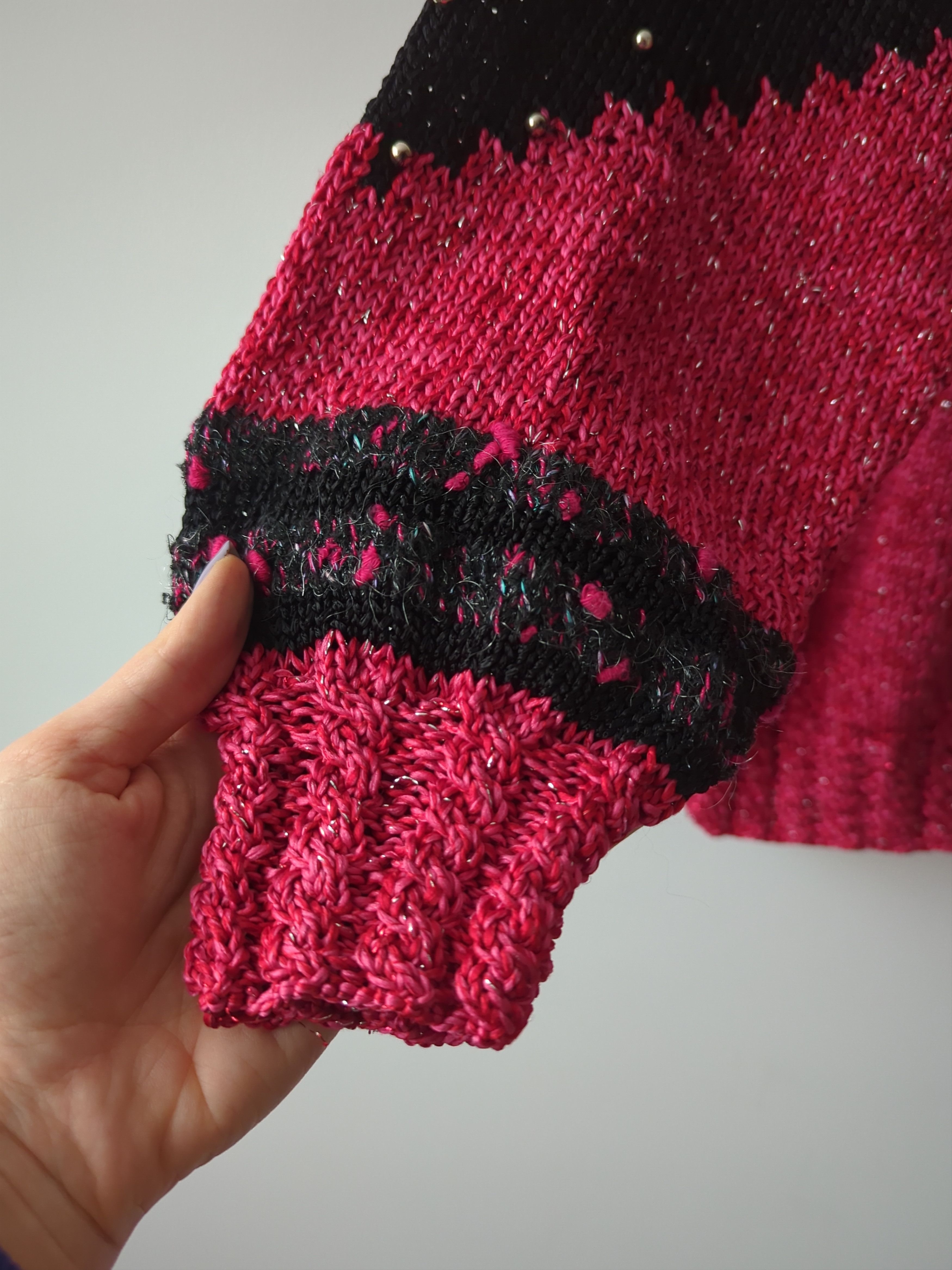Vintage Vintage Black Red Mohair Knit Sweater Embellished Scandi Size M / US 6-8 / IT 42-44 - 5 Thumbnail