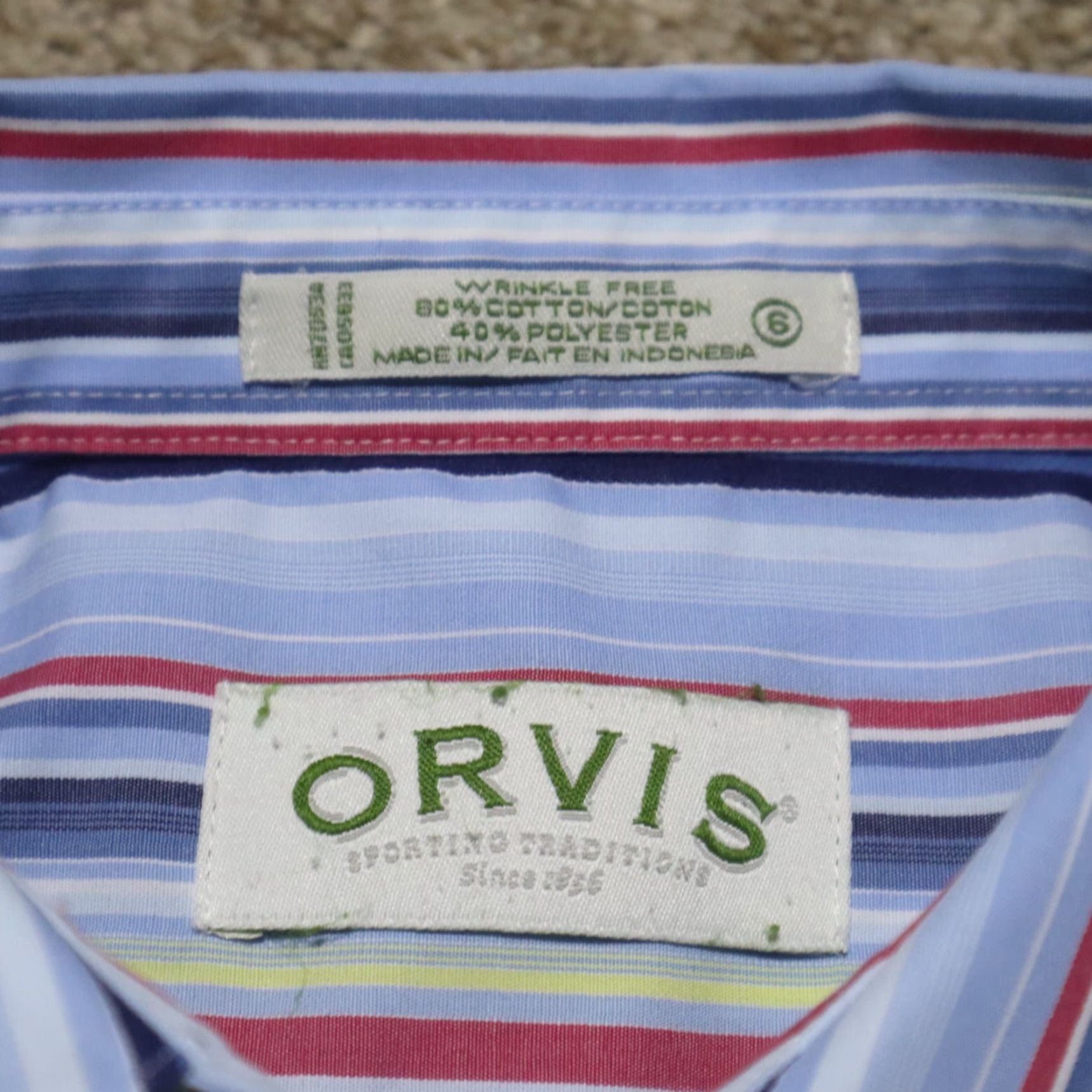 Orvis Orvis Shirt, Ladies Women, Multicolor Striped Button-Up Long Sleeve Size 6, Casual Outdoor All Seasons, Logo Accent, Cotton Polyester, Regular Fit Size M / US 6-8 / IT 42-44 - 3 Thumbnail