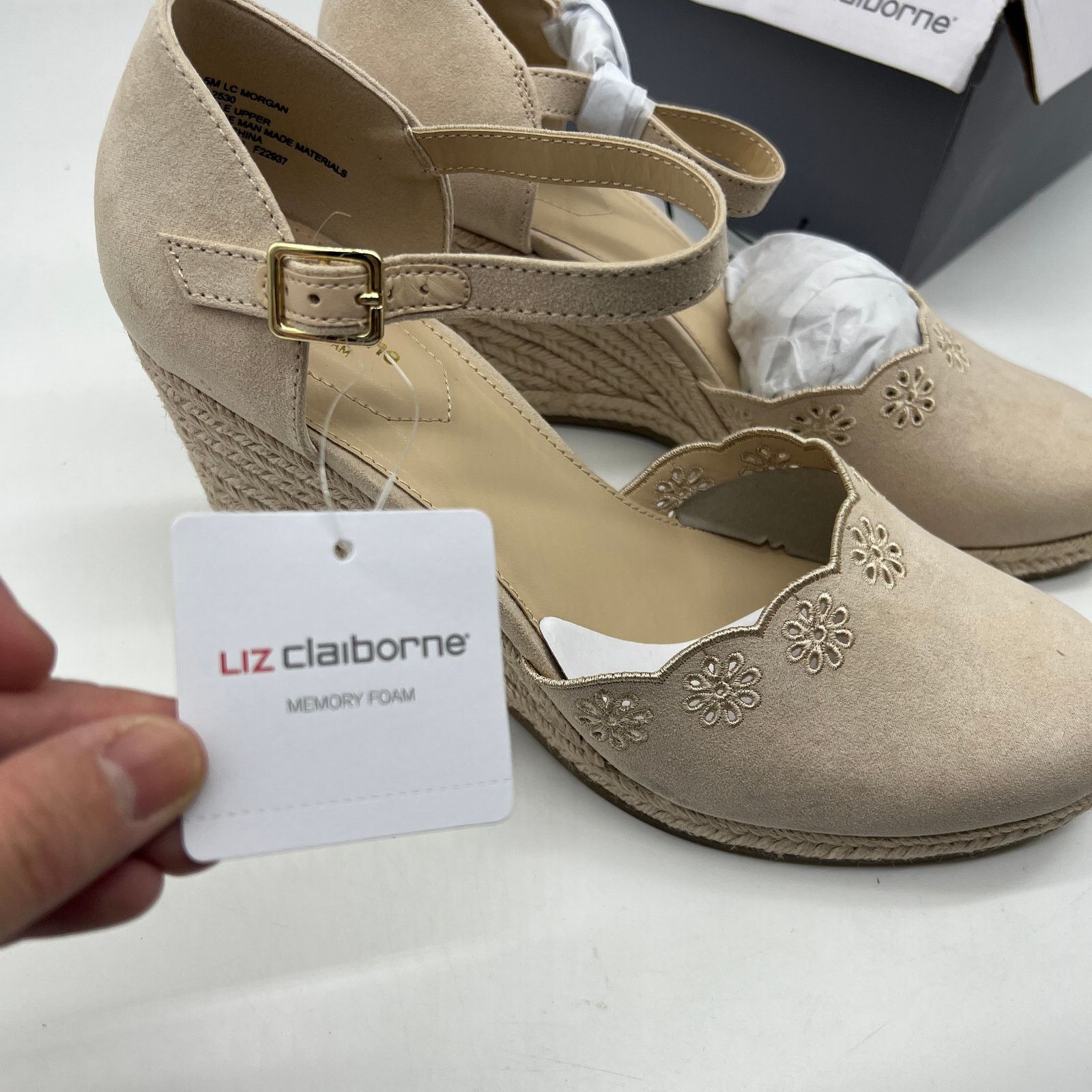 Other Liz Claiborne Morgan Women's Wedge Heels Cream Sand Size 9.5 Size US 9.5 / IT 39.5 - 3 Thumbnail