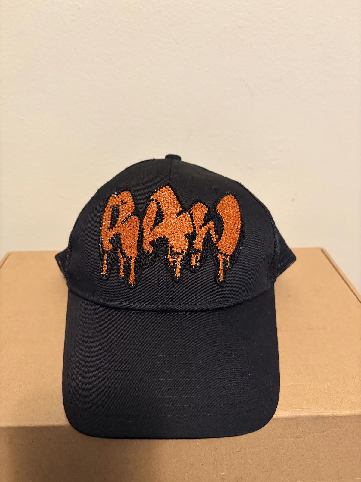Other Rawyalty Raw Drip Orange Bling Rhinestone Trucker Cap Size ONE SIZE - 1 Thumbnail