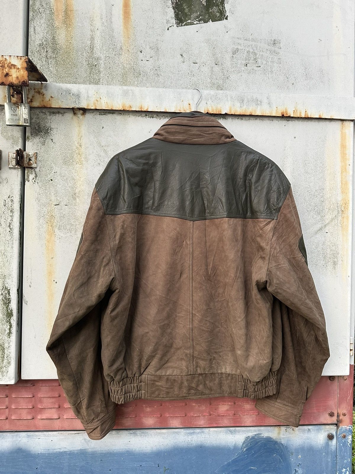 Vintage 👹Vintage 90s Brown Surde Leather Jacket Size US L / EU 52-54 / 3 - 3 Thumbnail