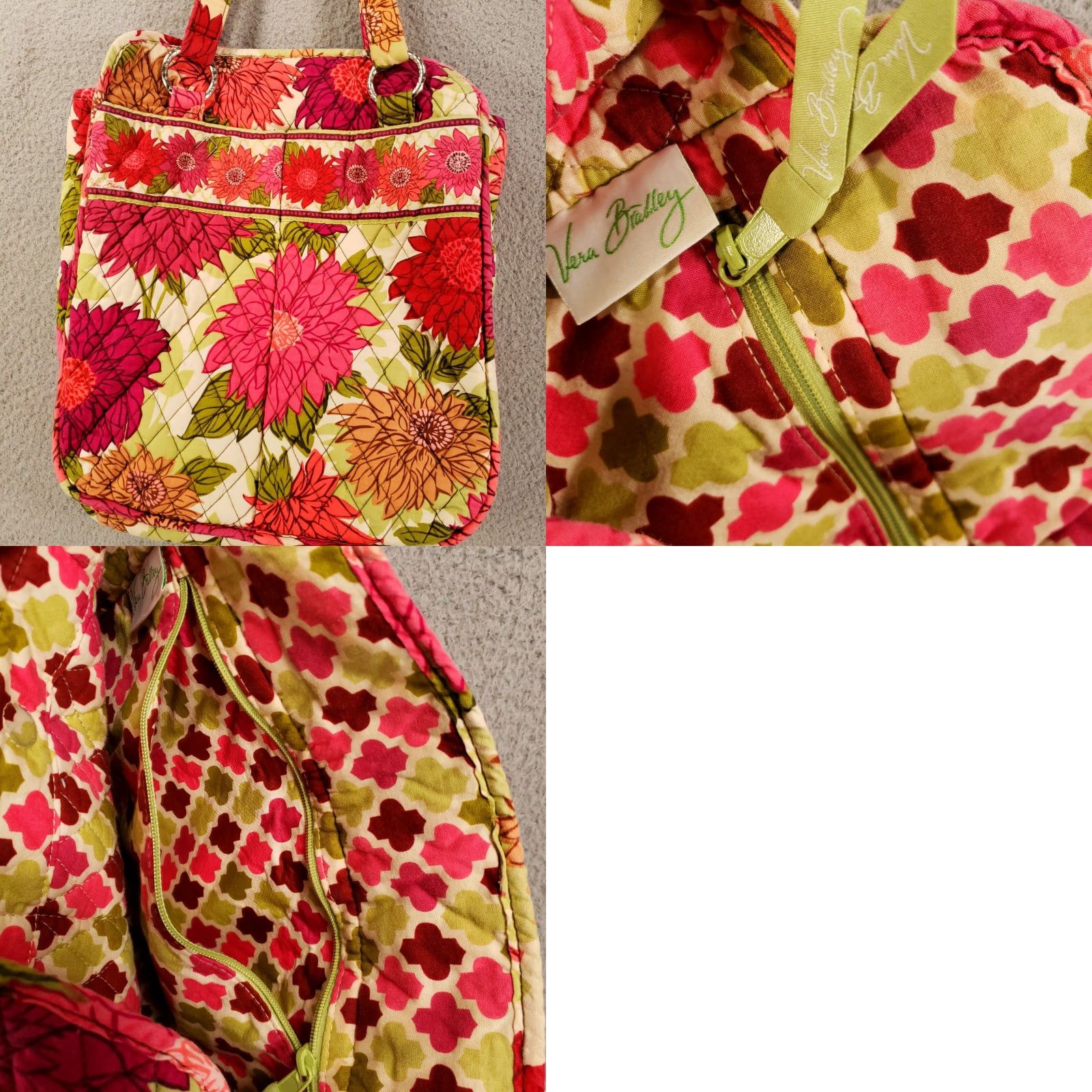 Vera Bradley Vera Bradley Purse Womens Handbag Cosmetic Travel Bag Multicolor Floral Quilted Top Handle Bag Medium Size ONE SIZE - 8 Thumbnail
