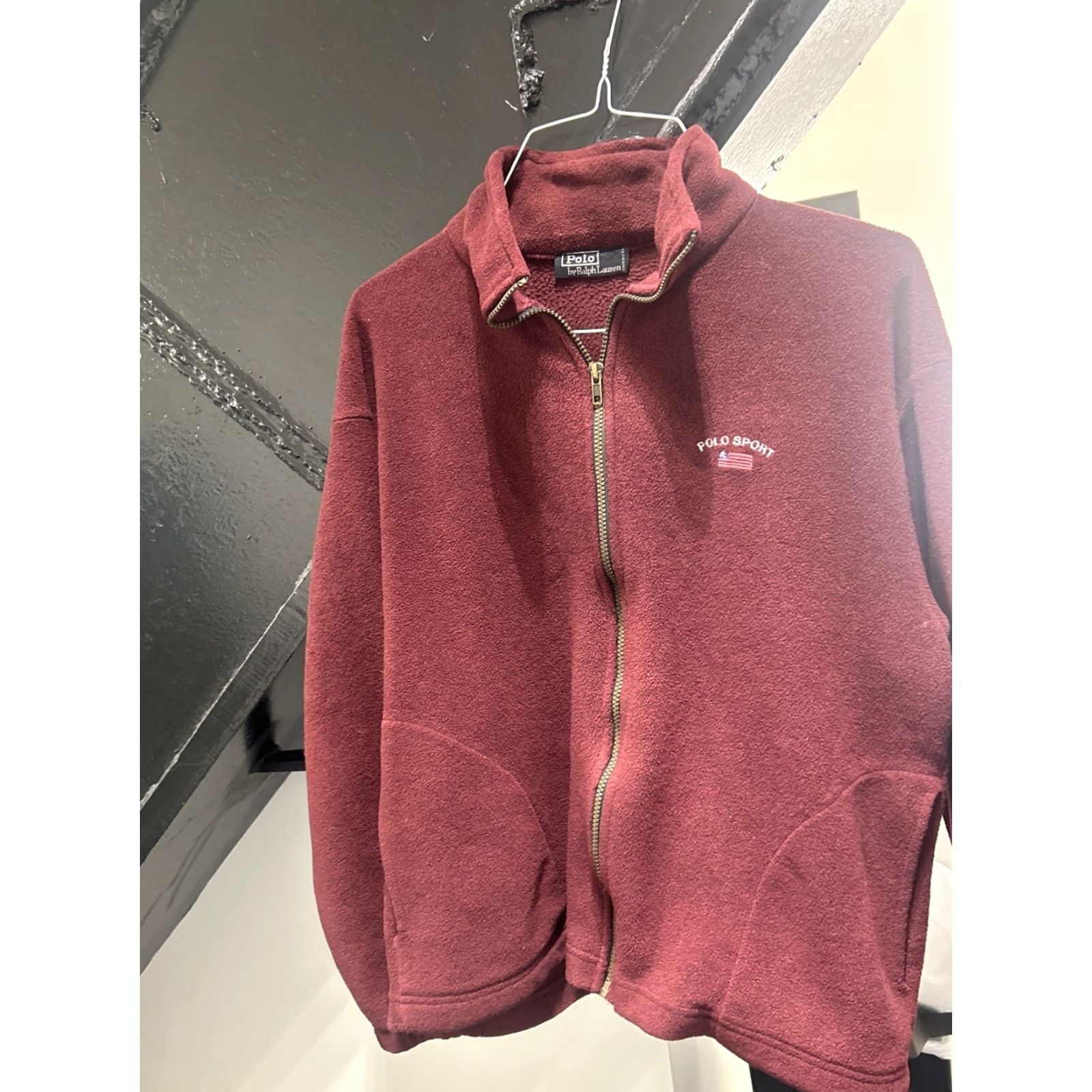 Vintage VINTAGE Polo Sport Ralph Lauren Sweatshirt Mens L Burgundy Full Zip Pullover Size US L / EU 52-54 / 3 - 5 Thumbnail