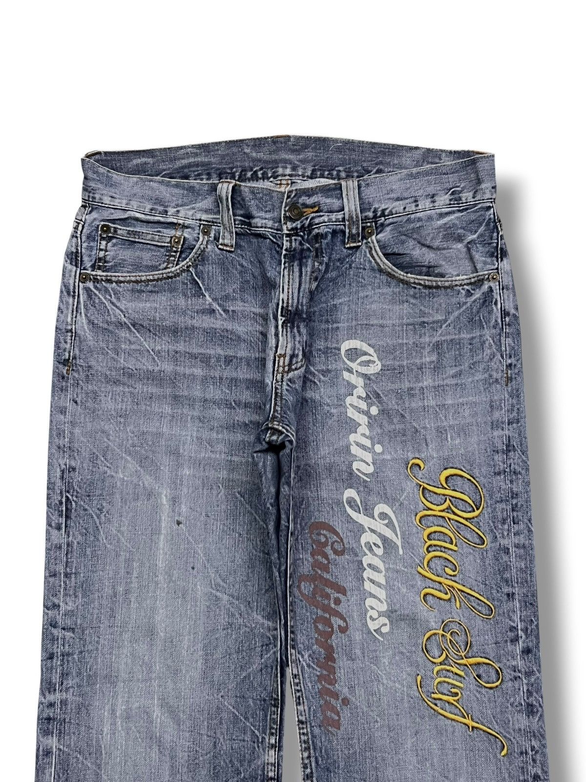 Japanese Brand Bootcut Vintage Oririn Jeans - Faded Thunder Wash,Distressed Size US 32 / EU 48 - 4 Thumbnail
