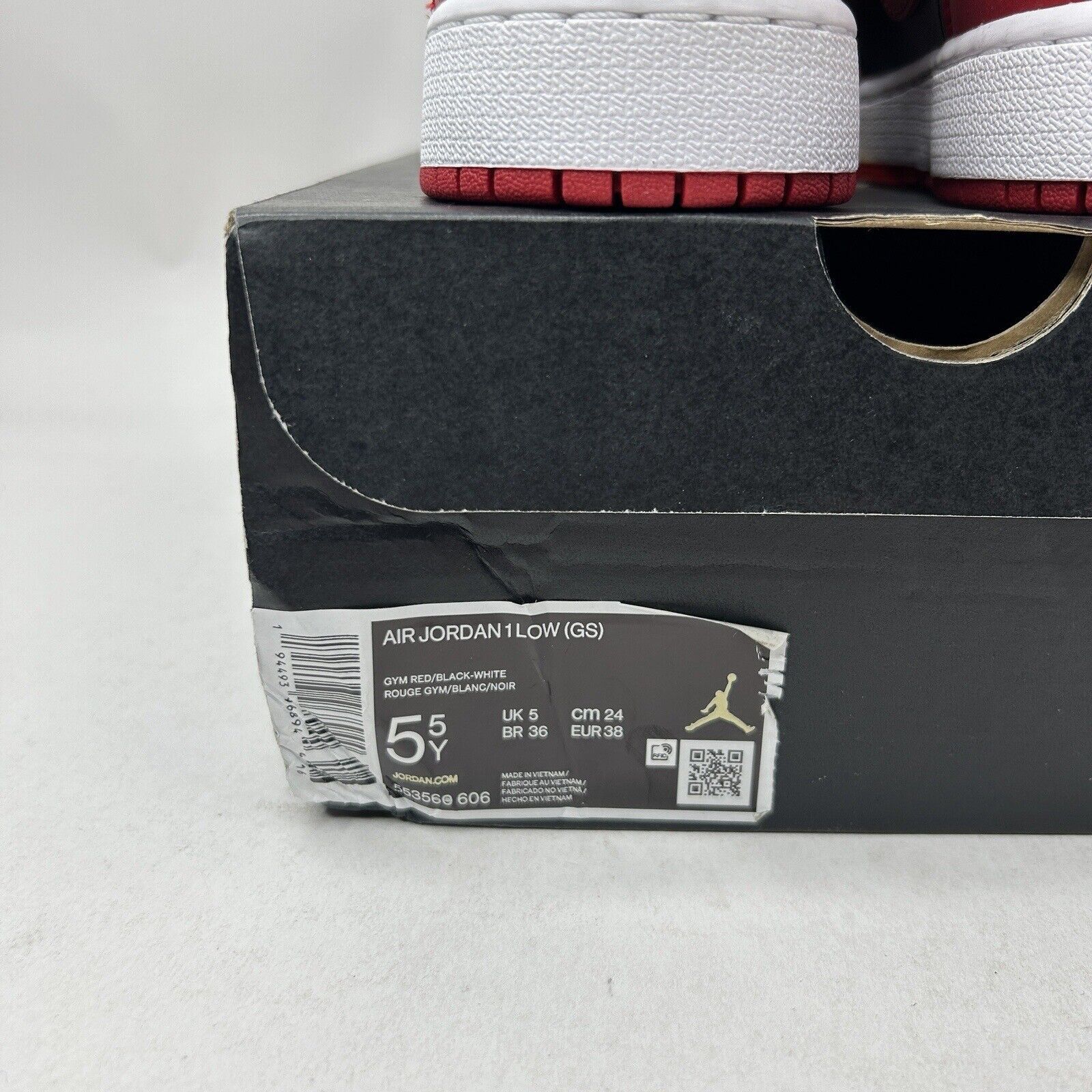 Nike Nike Shoes Air Jordan 1 Low GS “Gym Red/Reverse Bred” 2023 Size US 7 / IT 37 - 5 Thumbnail