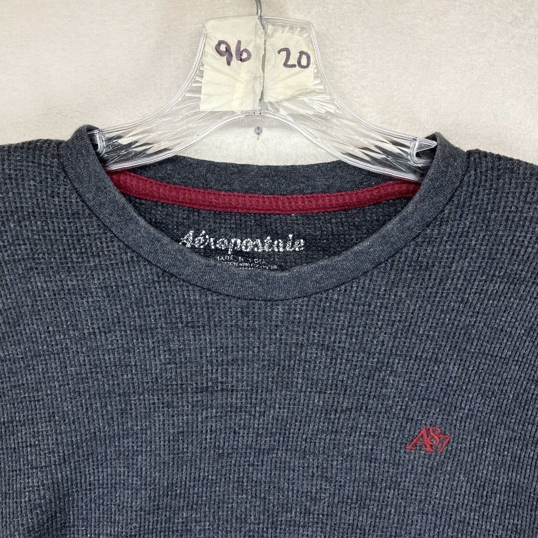 Aeropostale VTG Aeropostale Waffle Thermal Shirt L Grunge Dark Gray Crew Neck Long Sleeve Logo Embroidered Cotton Polyester 2000-2009 Men T-Shirt Size US L / EU 52-54 / 3 - 5 Thumbnail