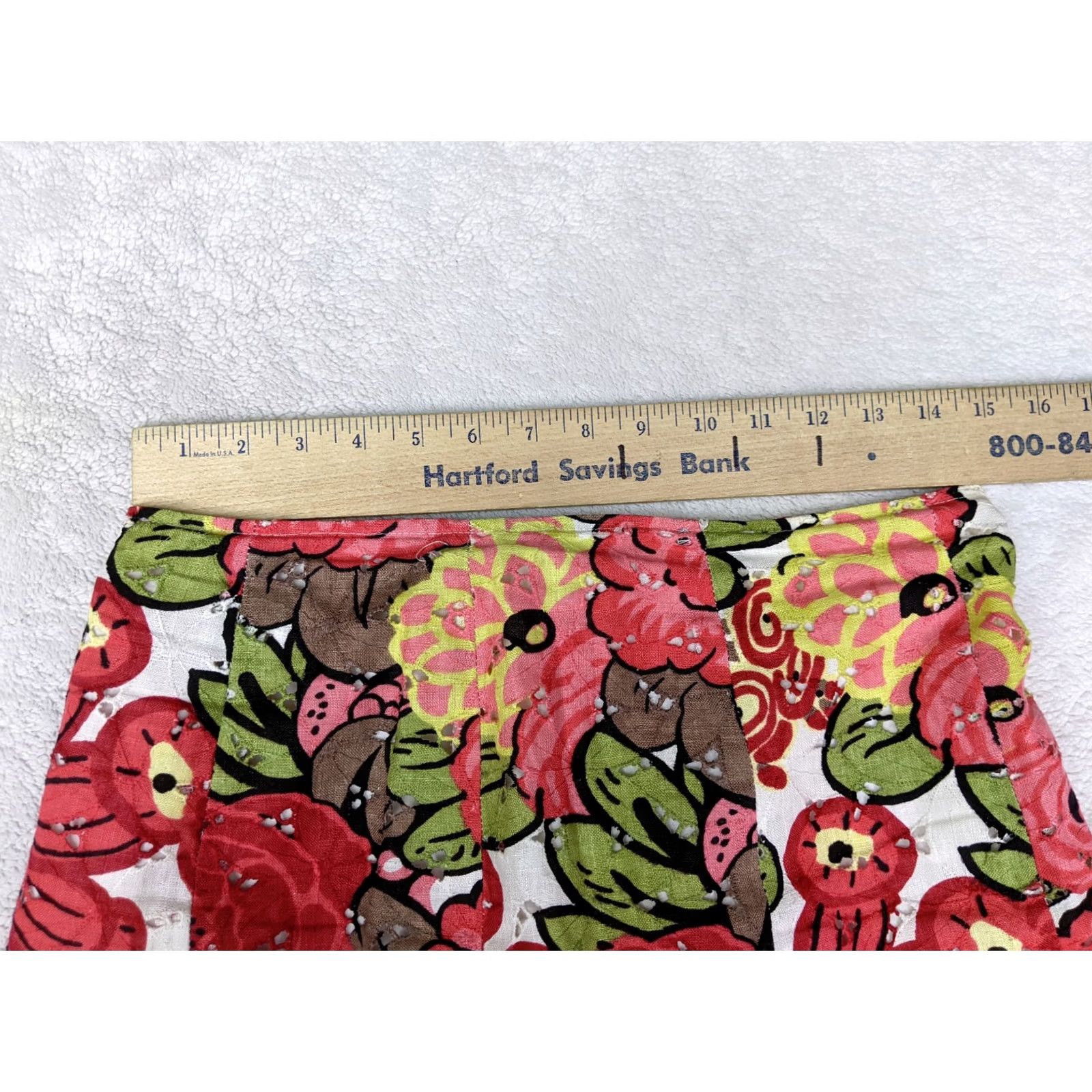Vintage Cynthia Steffe Skirt Women 6 Red Floral Linen A-Line Knee Length Womens Size 28" / US 6 / IT 42 - 6 Thumbnail