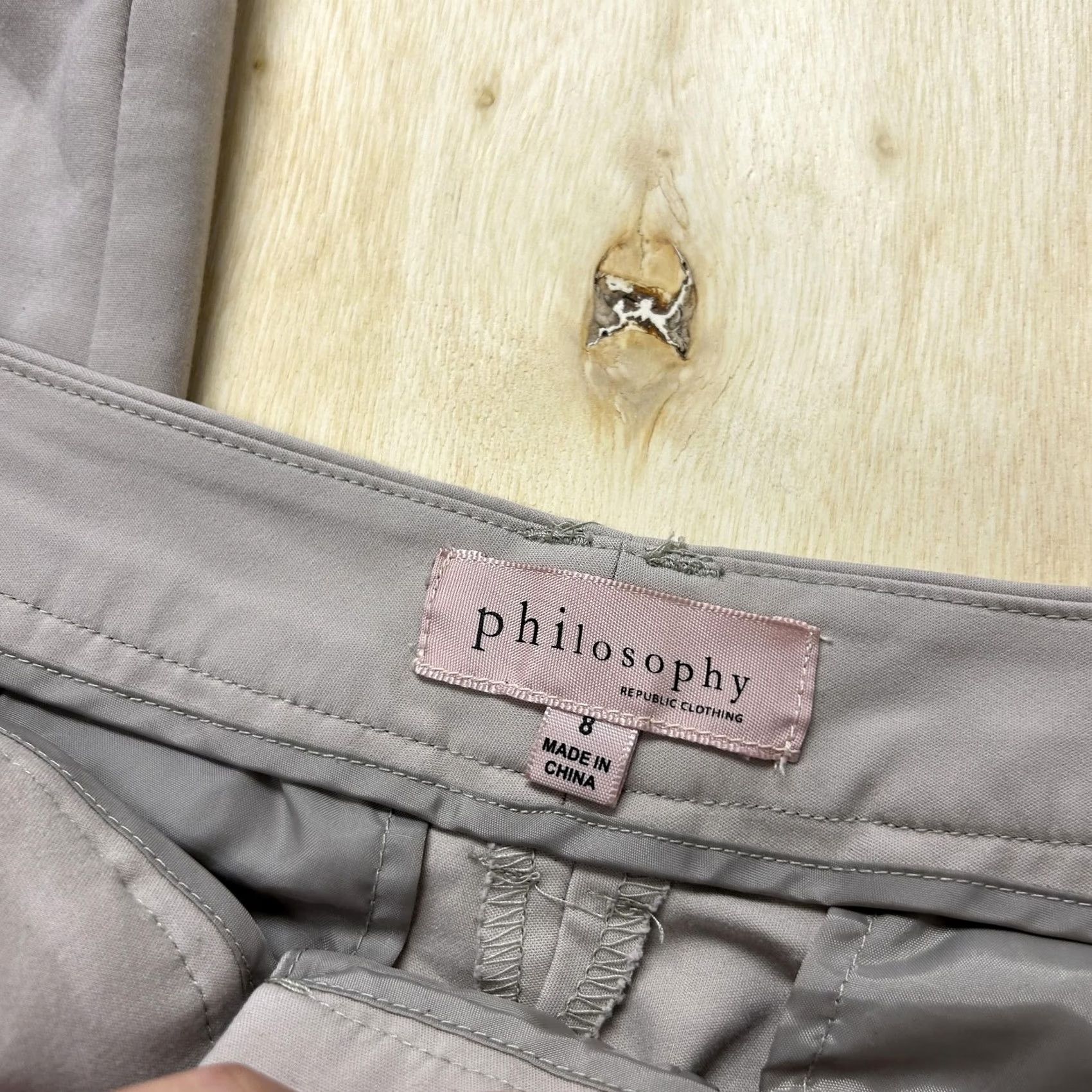 Vintage VINTAGE? No. Philosophy Dress Pants Womens 8 Gray Twill Straight Leg Stretch Career Office Ladies Pants Size 30" / US 8 / IT 44 - 2 Thumbnail