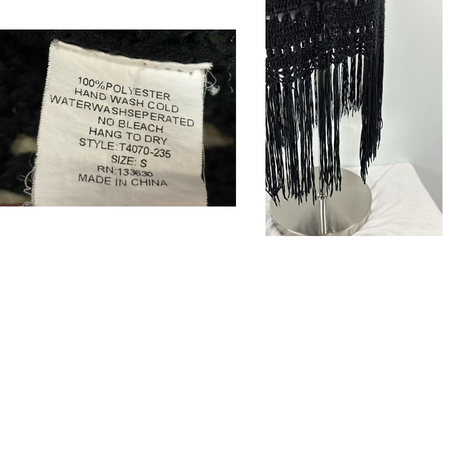 Vintage Dani Collection Vest Crochet Fringe Black Women’s Small Festival Boho Hippie Duster Sleeveless Open Front Casual Travel Vintage No Size S / US 4 / IT 40 - 8 Thumbnail