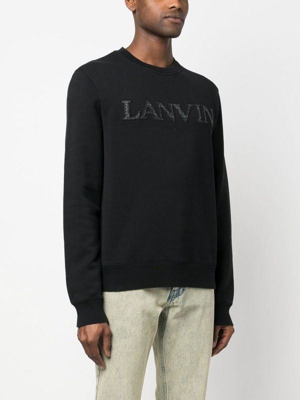 Lanvin oc11z0426 Logo Embroidered Sweatshirt in Black Size US L / EU 52-54 / 3 - 3 Thumbnail