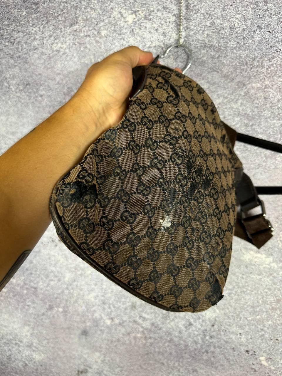 Gucci GUCCI GG Canvas Shoulder Bag Beige Dark Brown Auth Size ONE SIZE - 17 Thumbnail