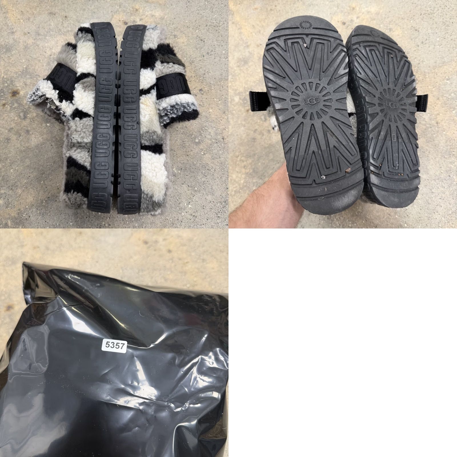 Ugg UGG Fluffita Cali Collage Slide Slippers Gray White Black Faux Fur Size 7 Slides Women Casual Slipper Slipper, Slid Size US 7 / IT 37 - 8 Thumbnail