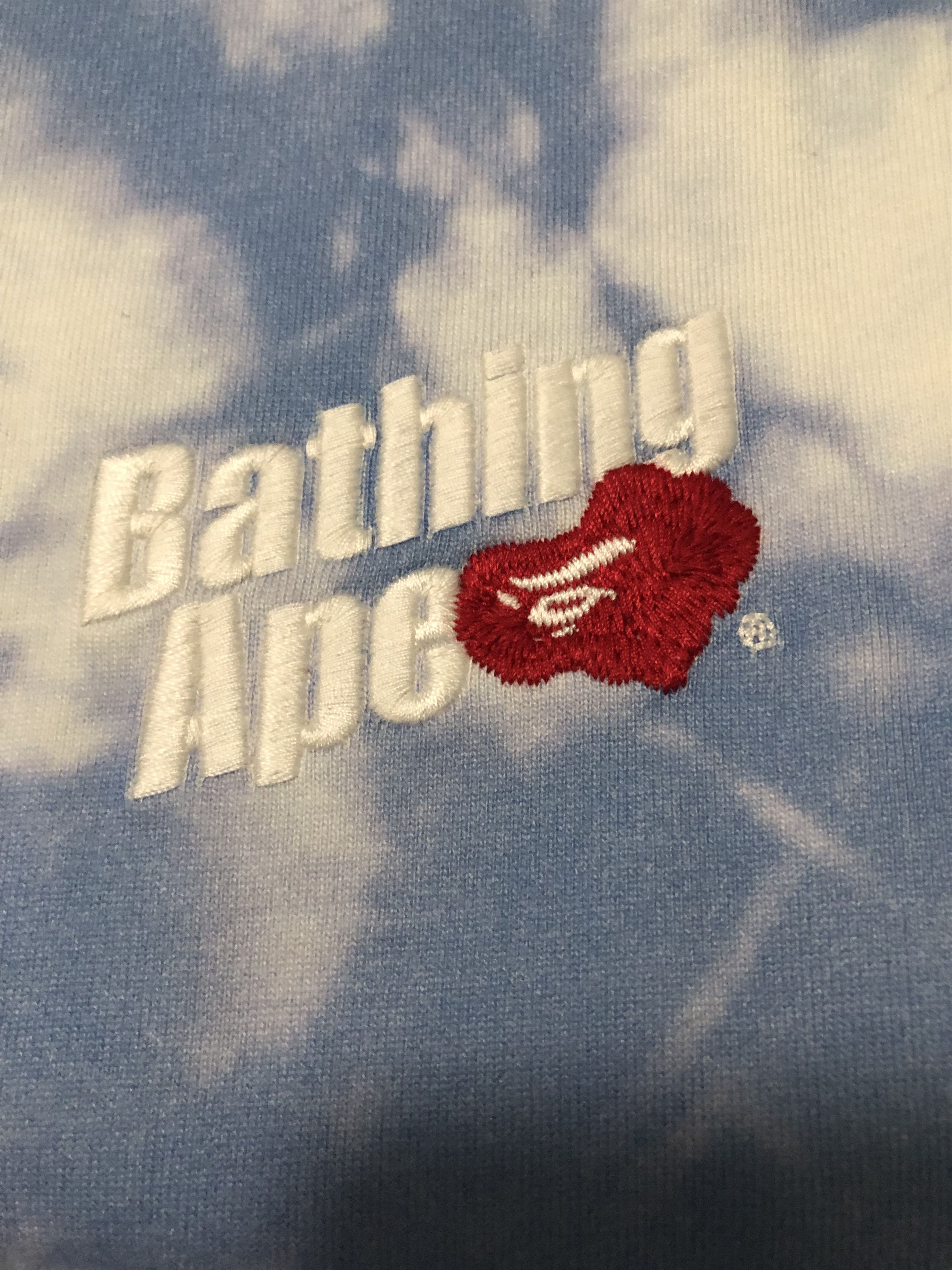 Bape Bape Cloud Head Bleach Dye Tee Blue - Large Size US L / EU 52-54 / 3 - 4 Thumbnail