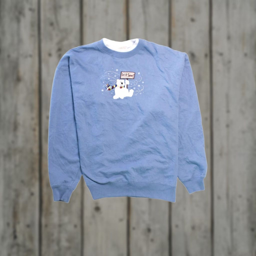 Vintage VINTAGE Blue Ugly Christmas Sweatshirt 58134 XL Blue Sweatshirt Ugly Christmas Bears Christmas 1990s Mens Womens Size XL / US 12-14 / IT 48-50 - 1 Thumbnail