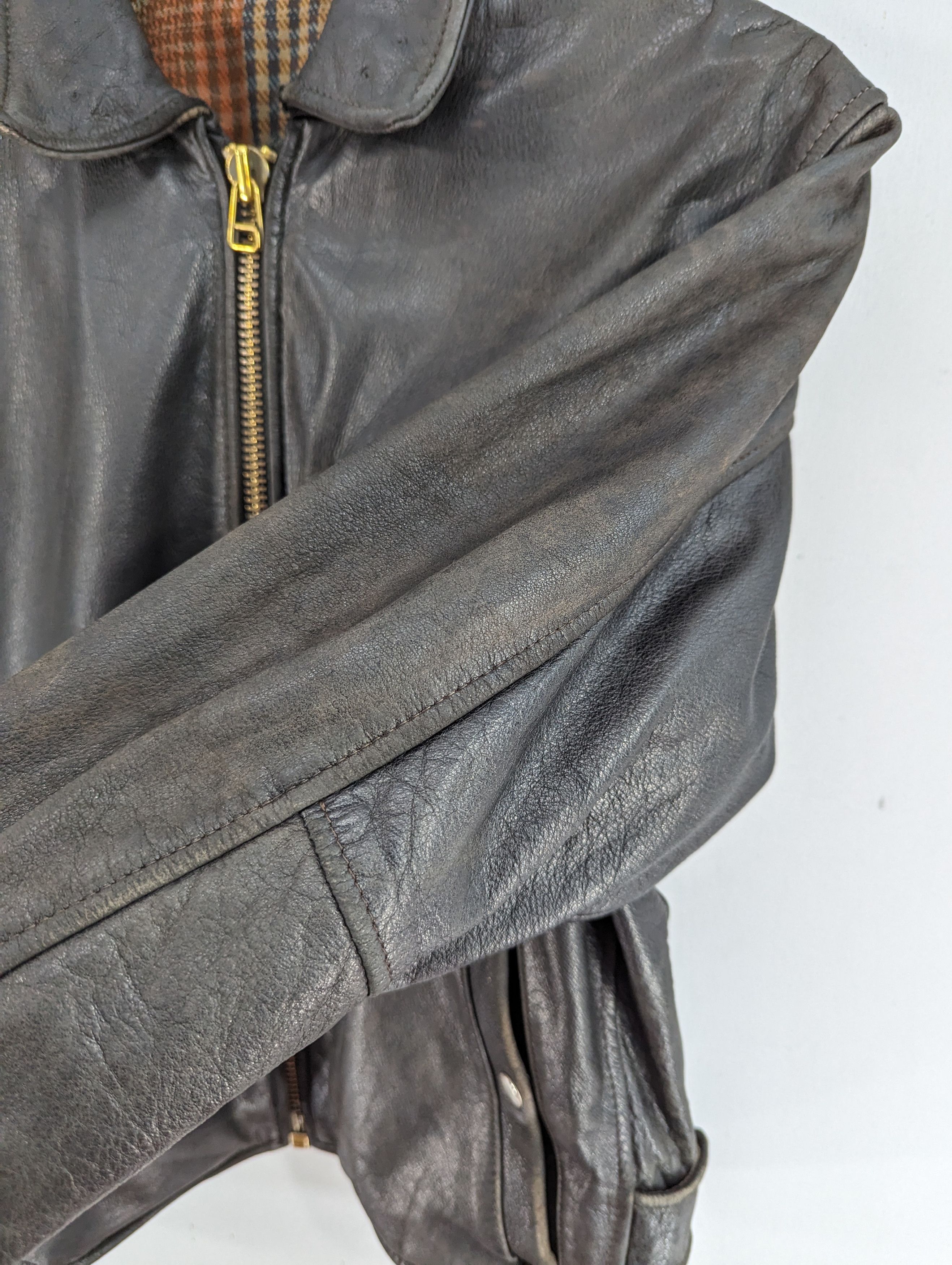 Vintage 🔥Vintage Unbrand Distressed Leather Jacket Ramones Size US S / EU 44-46 / 1 - 9 Thumbnail