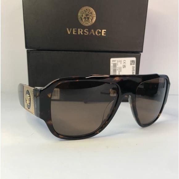 Versace New Authentic Versace VE4436U Havana Dark Brown Sunglasses", Size ONE SIZE - 6 Thumbnail