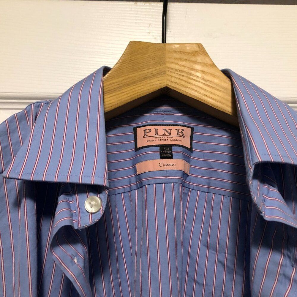 Thomas Pink THOMAS PINK MEN'S BLUE COTTON DRESS SHIRT SIZE: 17/35 Size US XL / EU 56 / 4 - 6 Thumbnail