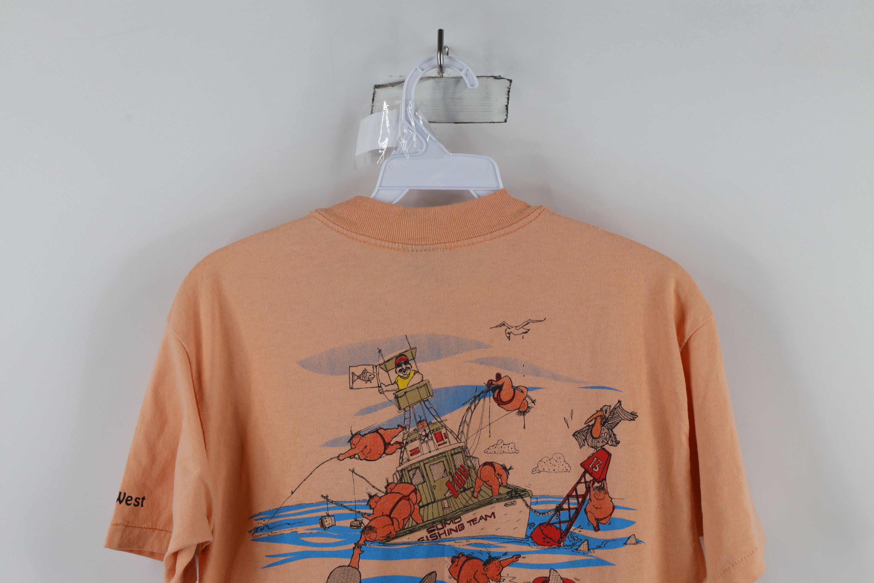 Vintage Vintage 80s Funny Comic Sumo Fishing Team T-Shirt Pink USA Size US M / EU 48-50 / 2 - 14 Thumbnail