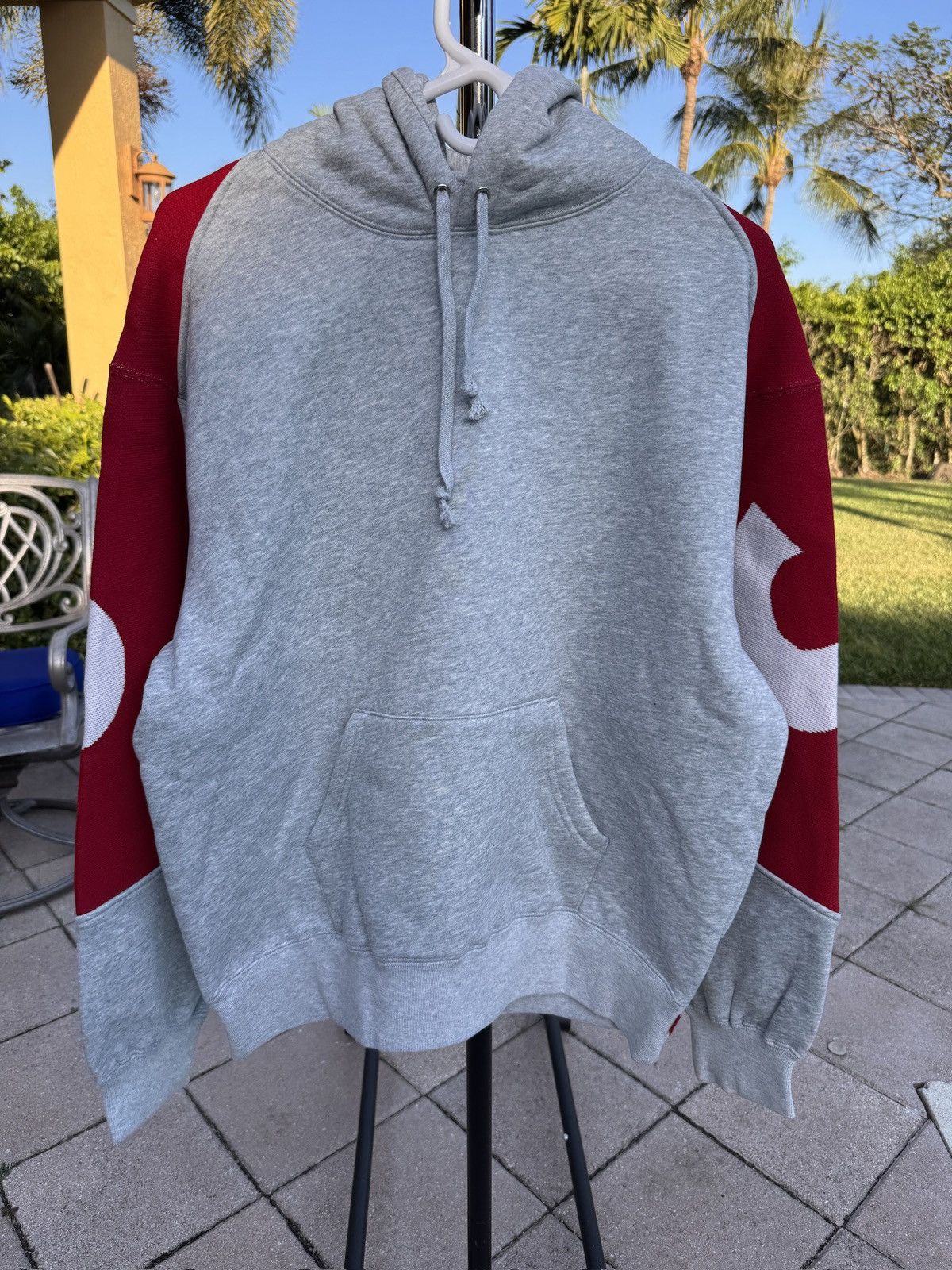 Supreme Supreme Big Logo Jacquard Hooded Sweatshirt Grey Red