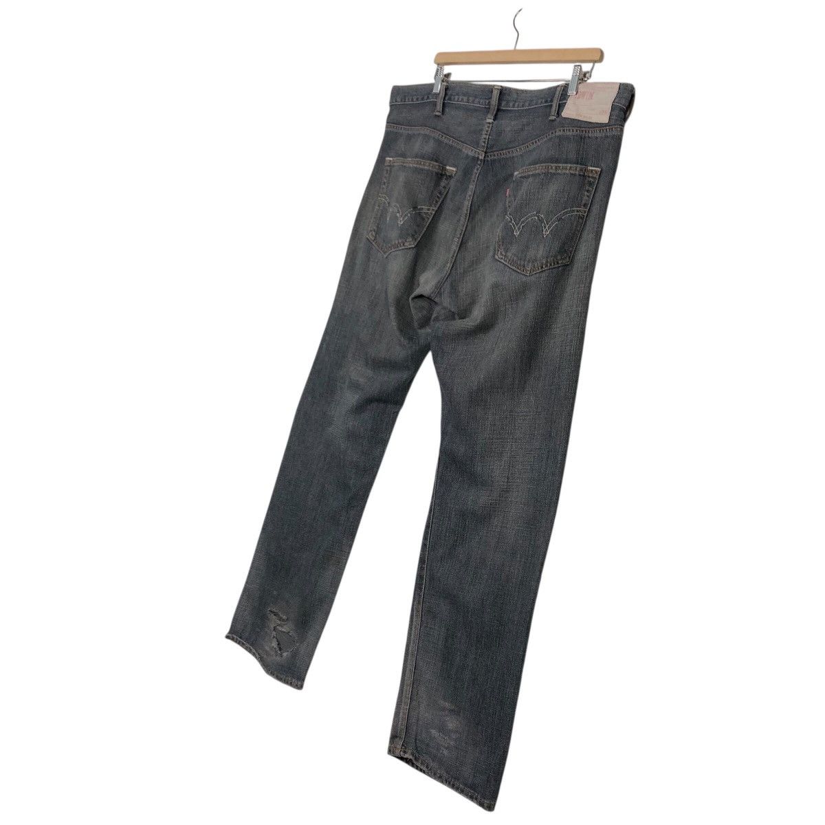 Japanese Brand Edwin Dark Wash Straight Leg Jeans Faded Denim Workwear Size US 40 / EU 56 - 10 Thumbnail
