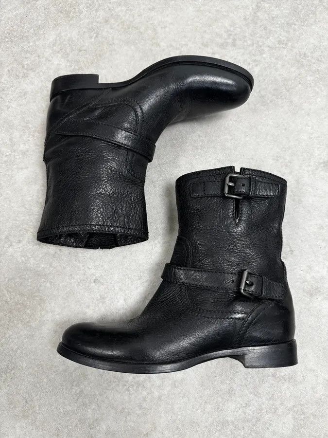 Prada 2000s Prada Black Buckle Leather Grained Boots Size US 7 / EU 40 - 3 Thumbnail