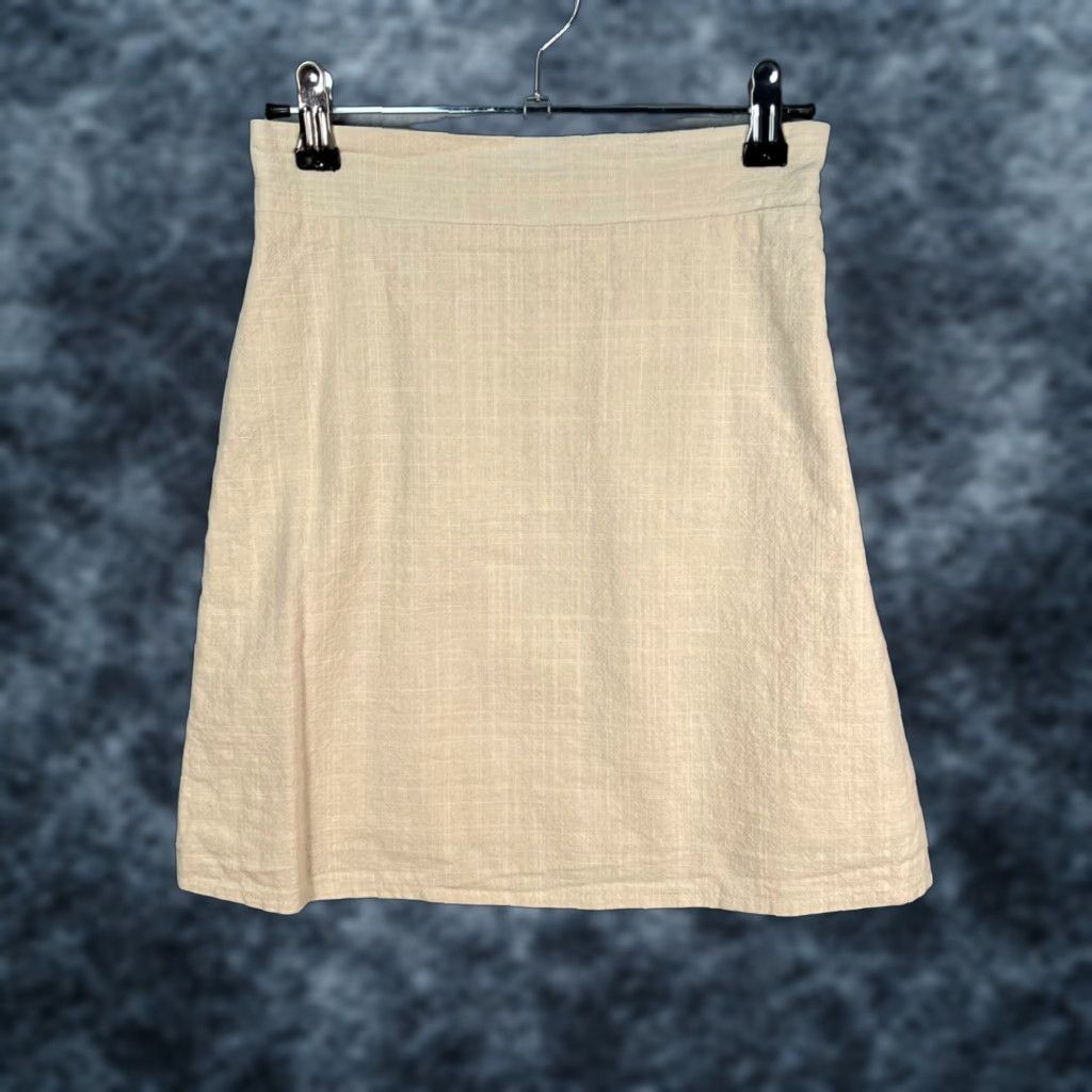 Oak + Fort Oak + Fort Skirt Womens Small Beige Textured Cotton Mini Short Summer Spring Size 28" / US 6 / IT 42 - 1 Thumbnail