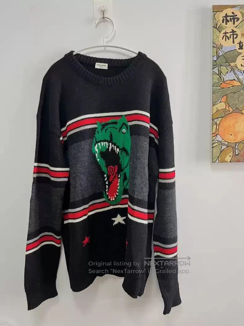 Saint Laurent Paris Saint Laurent Paris Dinosaur Knitted Sweater. Size US XL / EU 56 / 4 - 1 Thumbnail