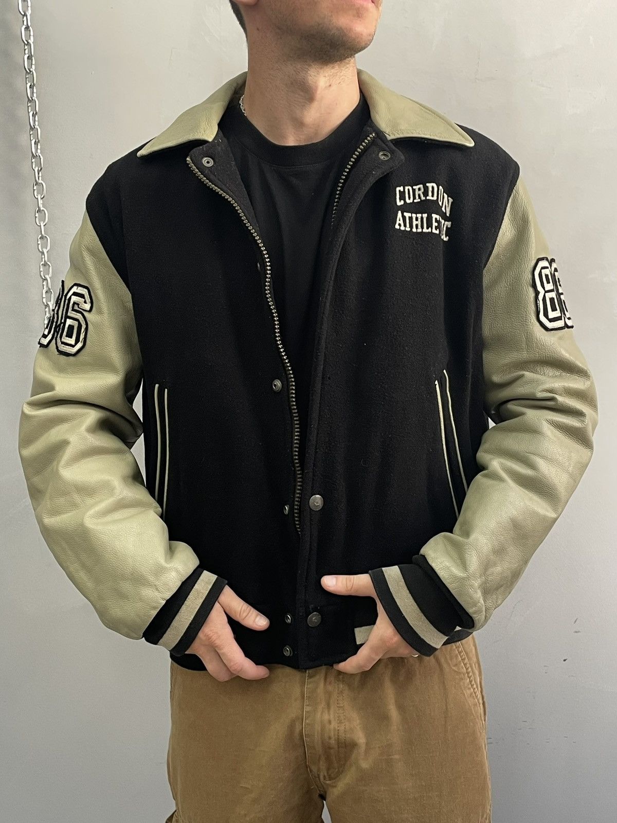 Cordone Retro varsity Leather/wool jacket diesel style y2k Size US L / EU 52-54 / 3 - 2 Thumbnail