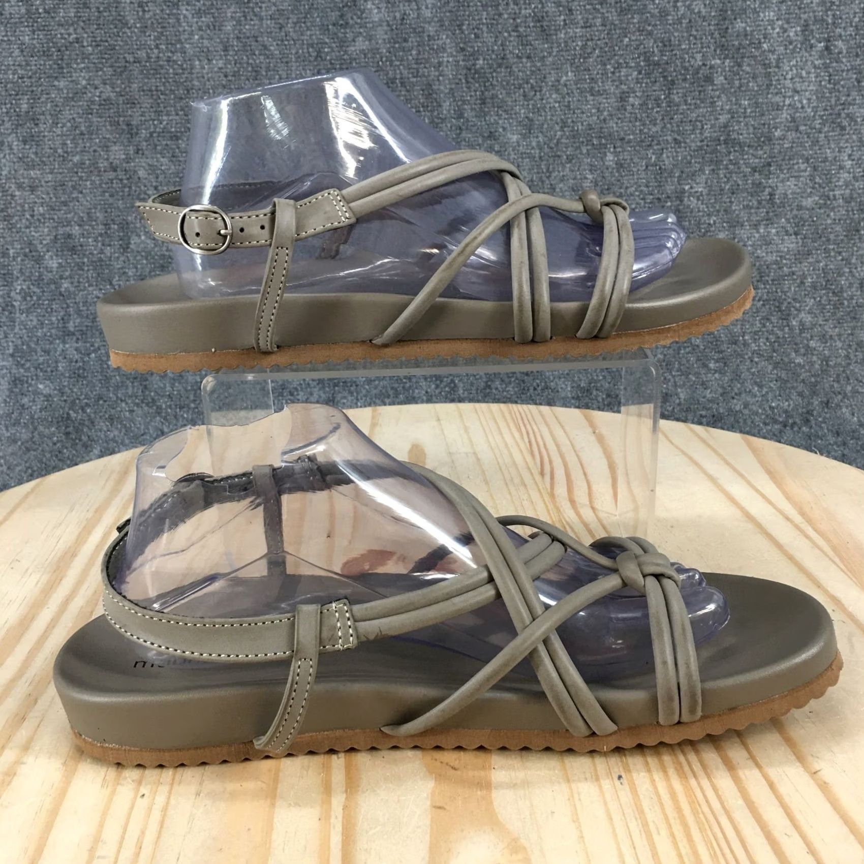 Vintage Maurices Sandals Womens 10 M Alexa Knotted Strappy Slingback Flats Gray Casual Size US 10 / IT 40 - 2 Thumbnail