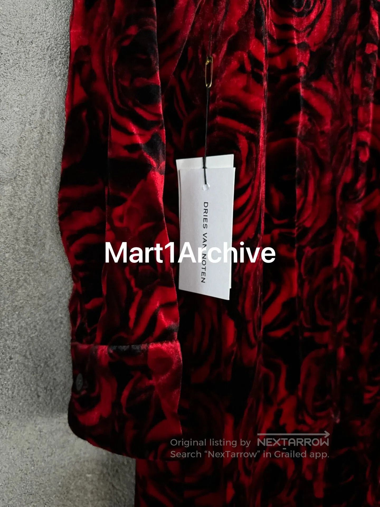 Dries Van Noten Dries Van Noten Red Velvet Rose Coat. Size XXS / US 00 / IT 34 - 4 Thumbnail