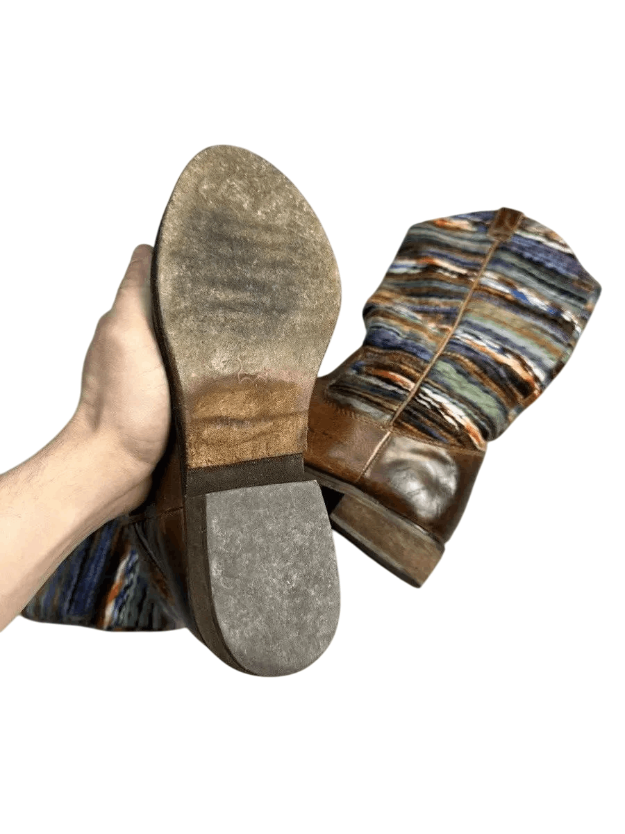 Western Rise Vintage Leather Missoni style Cowboy Boots Western shoes Size US 8 / EU 41 - 12 Thumbnail